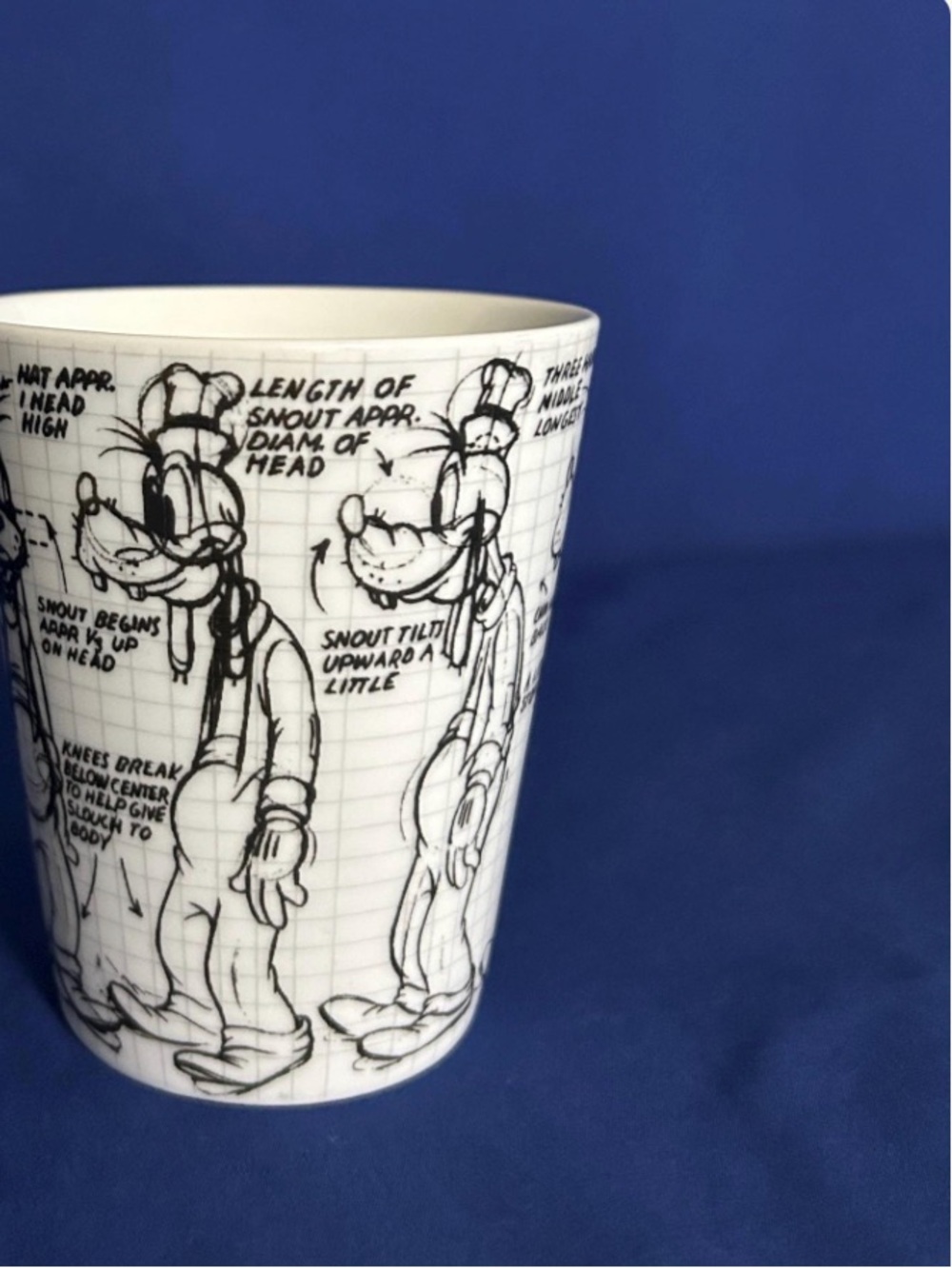 Disney Goofy Sketch Ceramic Cup or Mug, Jerry Leigh, Black & White - Picture 2 of 9